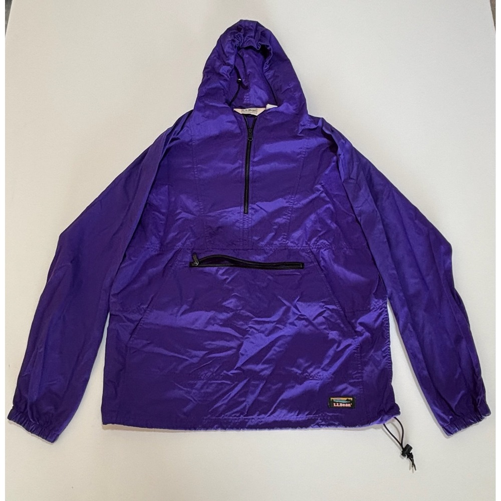 Vintage LL Bean Anorak Windbreaker Jacket Purple Nylon Pullover Mens Medium USA